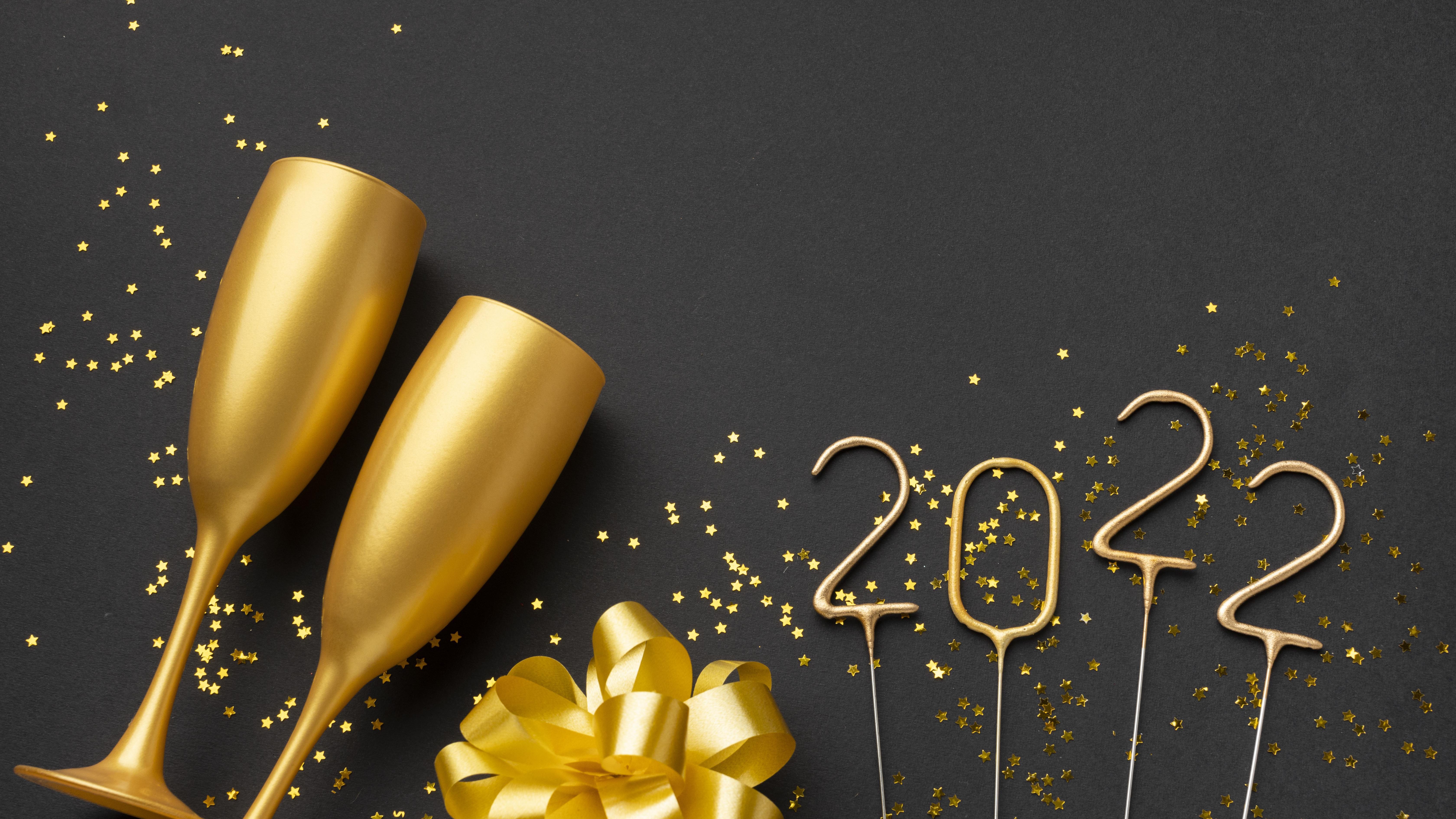 Festive new year arrangement with copy space